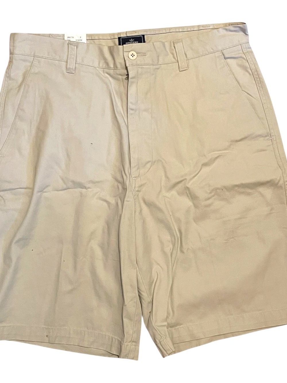 Dockers Men’s Cotton Twill Shorts 34 Beige Khaki Loose Fit Flat Front NWT